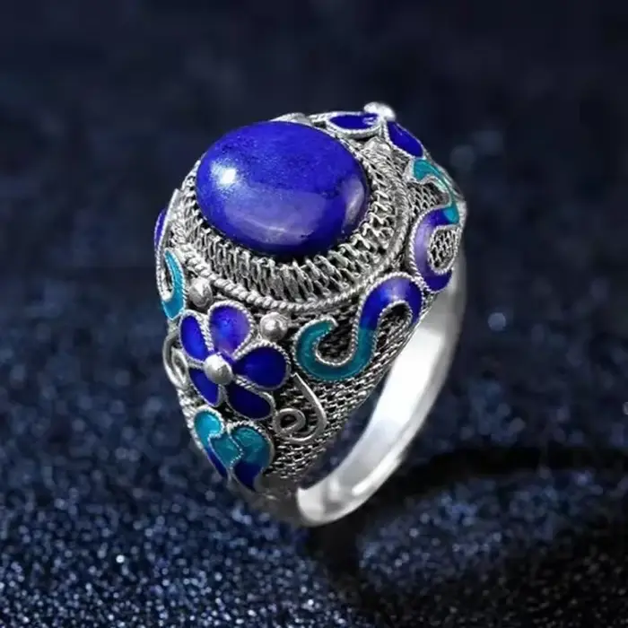 Bagues classiques en Lapis lazuli bleu pour femmes