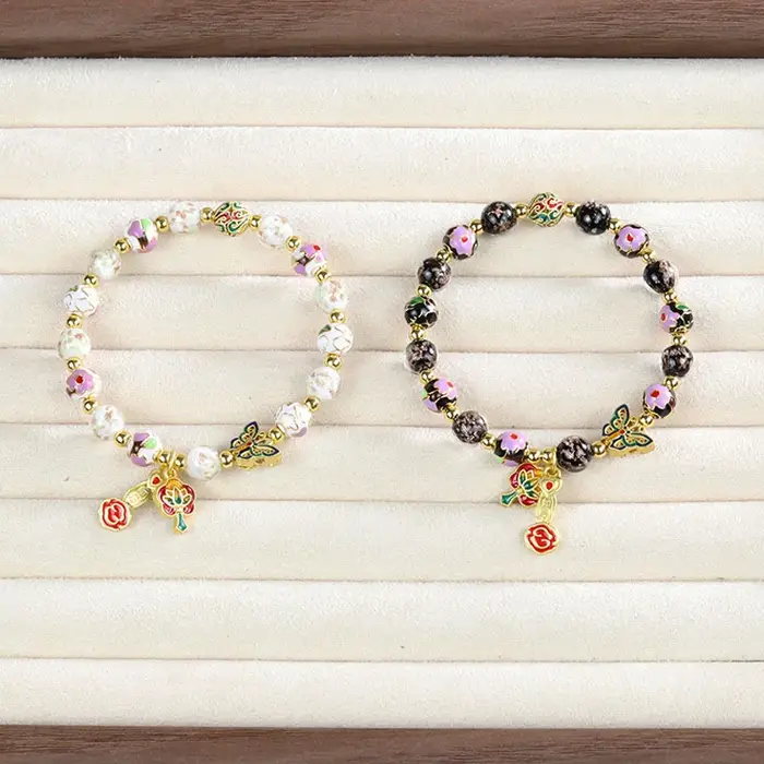 Bracelet Cloisonné Léger de Luxe pour Femmes Émail Cloisonné Style Religieux Occasions Spéciales