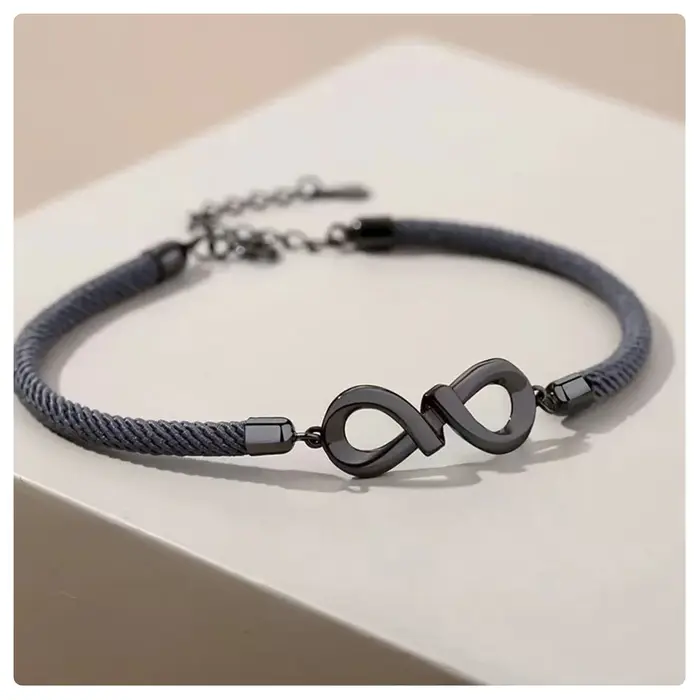 Bracelet de Couple tissé en argent pur, amour infini, simple, pour étudiants, pour hommes et femmes,