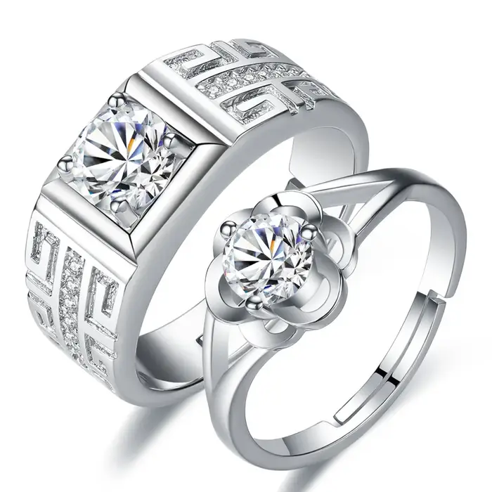 Bague de Couple en argent Sterling 925