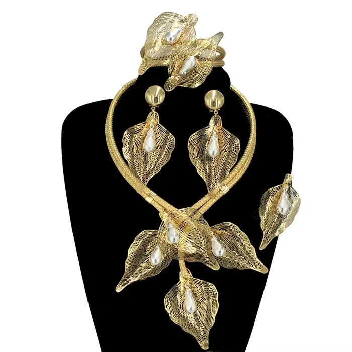 Ensembles de bijoux fantaisie pour femmes, patients nigérians, costume de mariage, collier de fête, 
