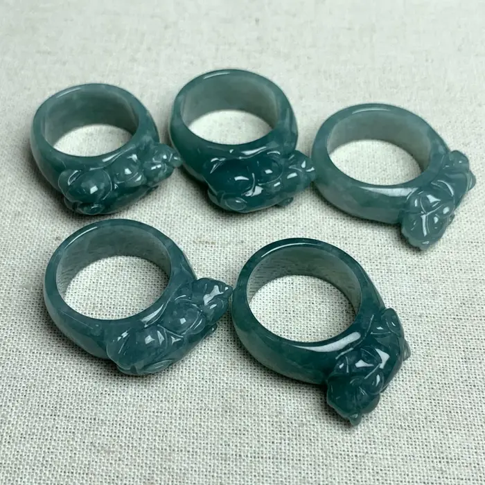 Bague Pixiu en Jade naturel de qualité A, authentique, eau bleue, cuir atmosphérique, cadeaux pour hommes et femmes, bijoux, vente en gros