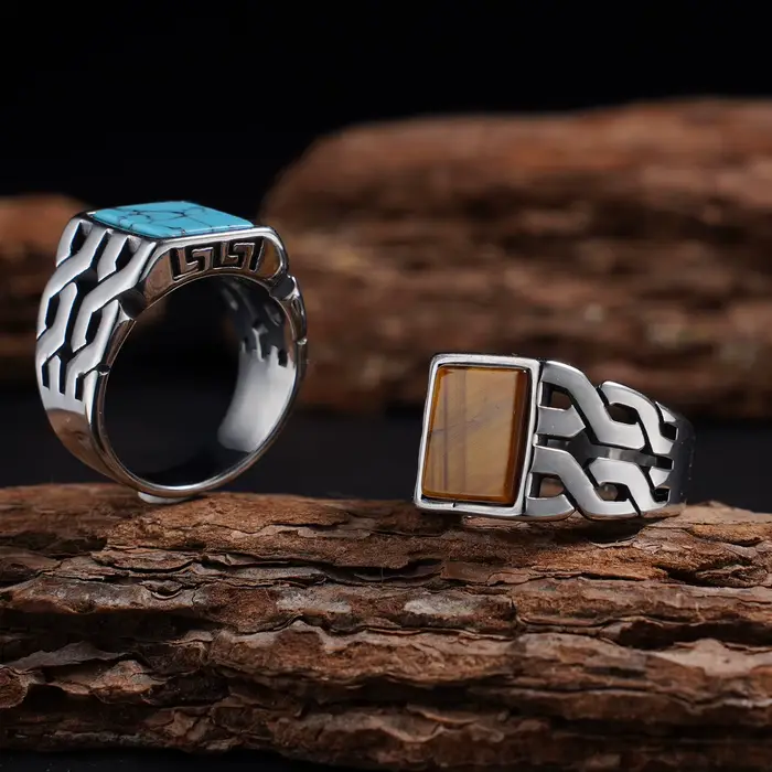 Bague Vintage en acier inoxydable 316L pour hommes