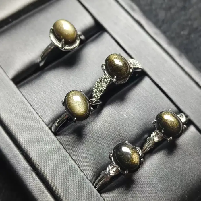 Bague en Obsidienne Dorée Naturelle
