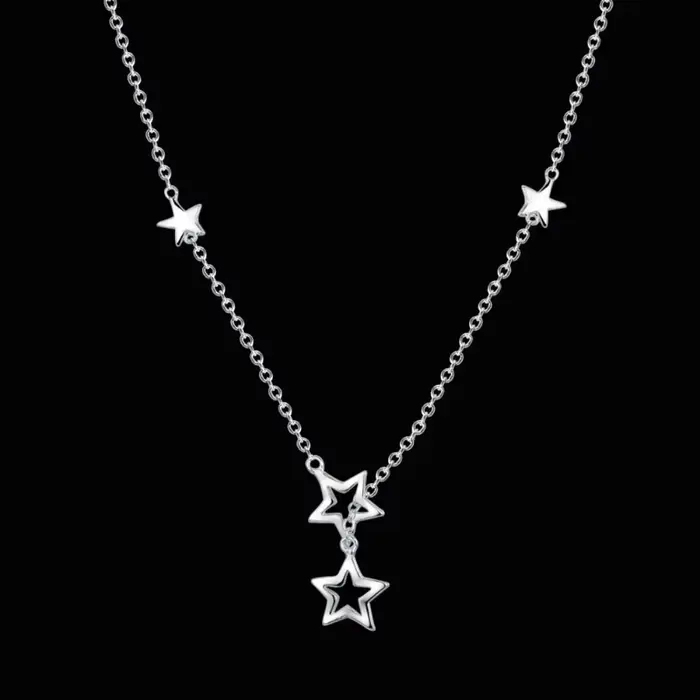 Collier en argent sterling 925 avec étoiles géométriques pour femmes bijoux de mariage classiques occasions spéciales