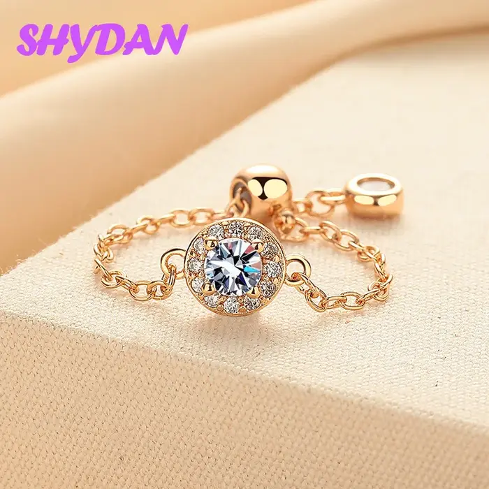 Bague ajustable en argent sterling 925 sertie de zirconium blanc classique pour mariage et occasions spéciales femme