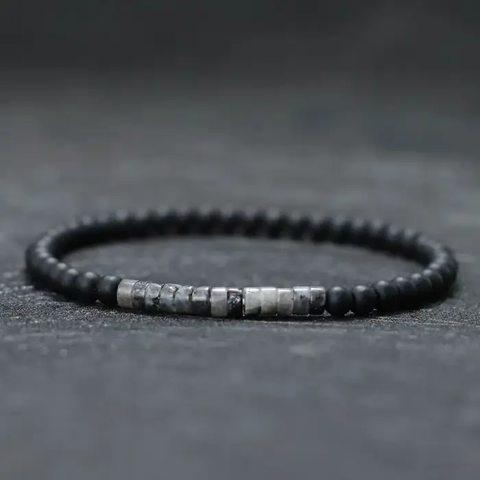 Nouveau Bracelet de perles minimaliste 4mm unisexe empereur Onyx petite pierre