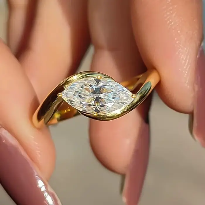 Bague Marquise AAAA en zircone de haute qualité bague de fiançailles solitaire en or bague de promesse élégante pour femmes occasions engagement