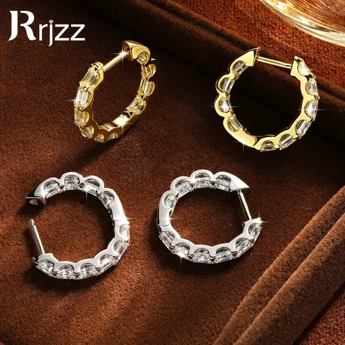 Boucles d'oreilles créoles en moissanite émeraude pour femmes, bijoux finis à la mode pour mariage, engagement, anniversaire et tous les jours