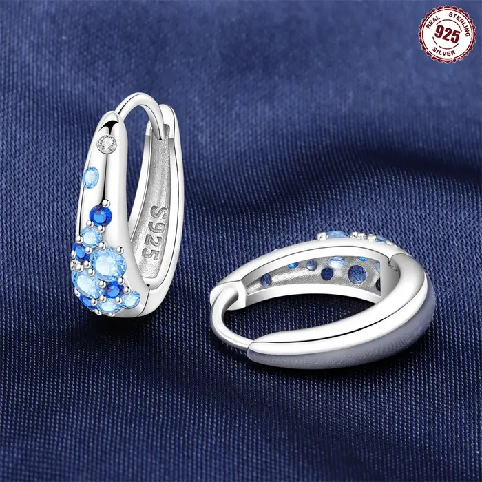 Boucles d'oreilles bleues dégradées en argent sterling OTE4149925