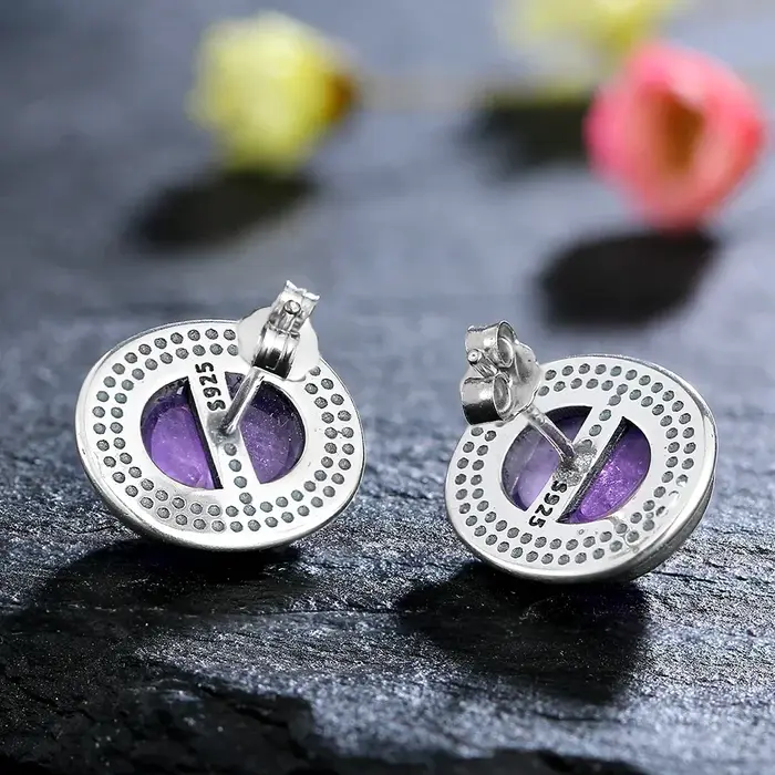 Boucles d'oreilles en améthyste naturelle 8x10MM
