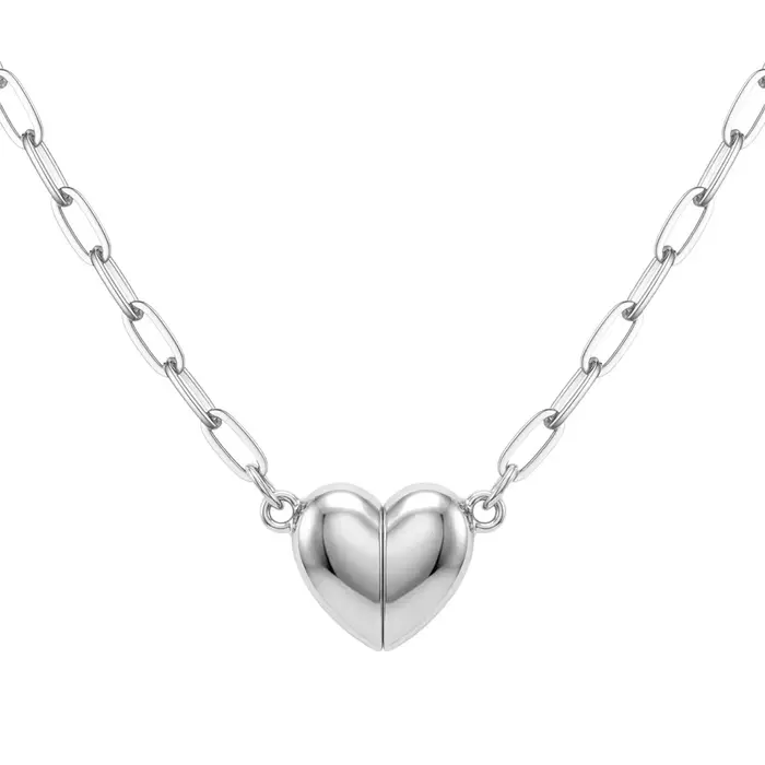 Colliers magnétiques en forme de cœur pour femmes, plaqués or 18 carats, en acier inoxydable, avec c