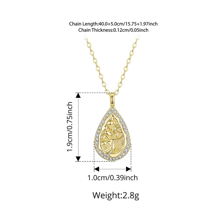 BAMOER 925 argent Sterling 18K or l'arbre de vie collier pendentif ovale chaîne à maillons O Origina