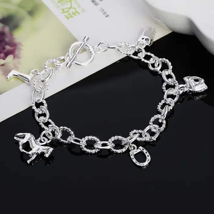 Bracelet chaîne cheval Vintage en argent Sterling 925, pour femmes et hommes, cadeaux de fête de mar