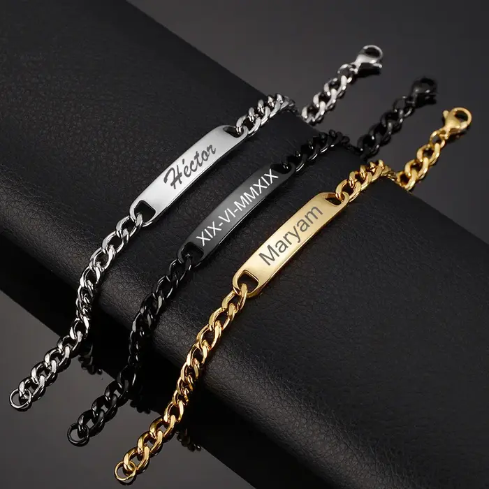 Nextvance nouveau nom personnalisé Bracelets en acier inoxydable graver Date Bracelet