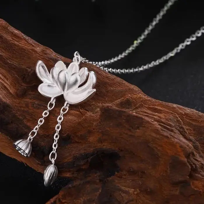 Collier et bracelet en forme de fleur de lotus pour femmes