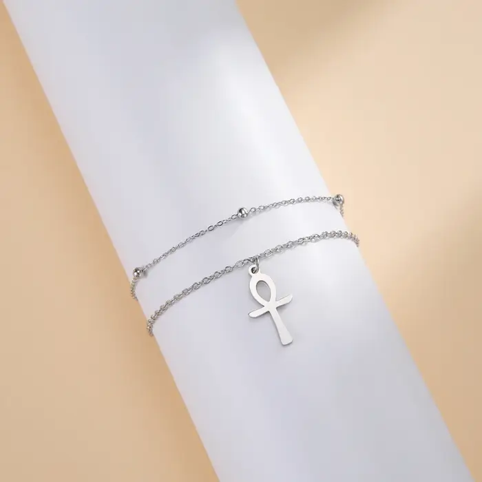 Dawapara Ankh croix Bracelet de cheville religieux égyptien clé de vie