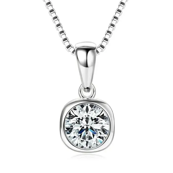 Collier pendentif solitaire en moissanite en argent sterling S925 LinkerLove, design en forme de V, 
