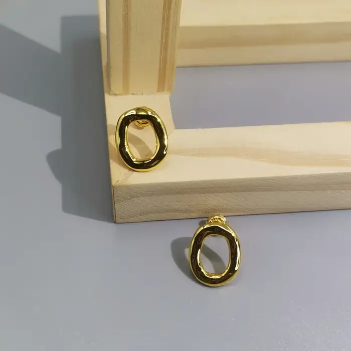 Boucles d'oreilles à anneau creux en or et argent