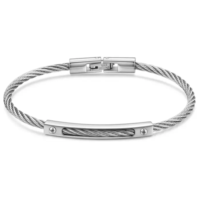 Bracelet en fil tressé tendance avec accent de barre en métal – Bijoux à serrure magnétique durables