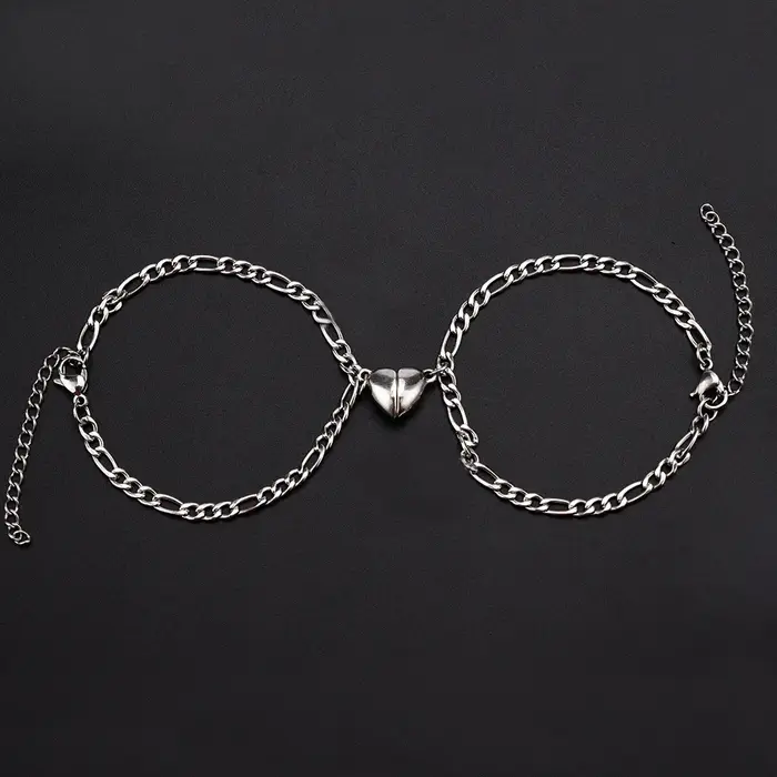 Bracelets de Couple magnétiques, 2 pièces/ensemble, Bracelet d'attraction cardiaque, breloque en aci