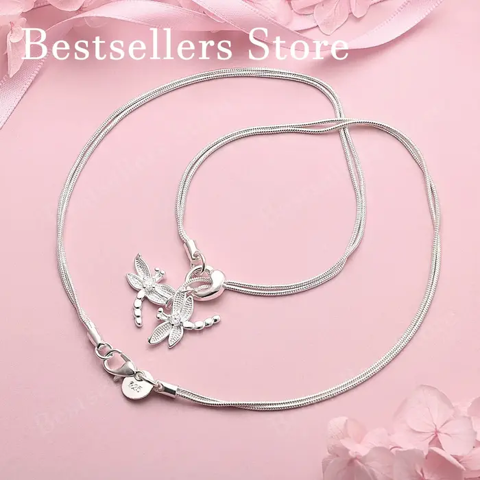 Collier en argent sterling 925 avec adorable libellule pour femme, bijou tendance pour fête et maria