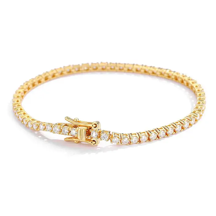 Bracelet tennis YLMyself en argent 925 avec diamants moissanite de 2 mm, 14-22 cm, bijoux fins pour femmes, cadeau de mariage