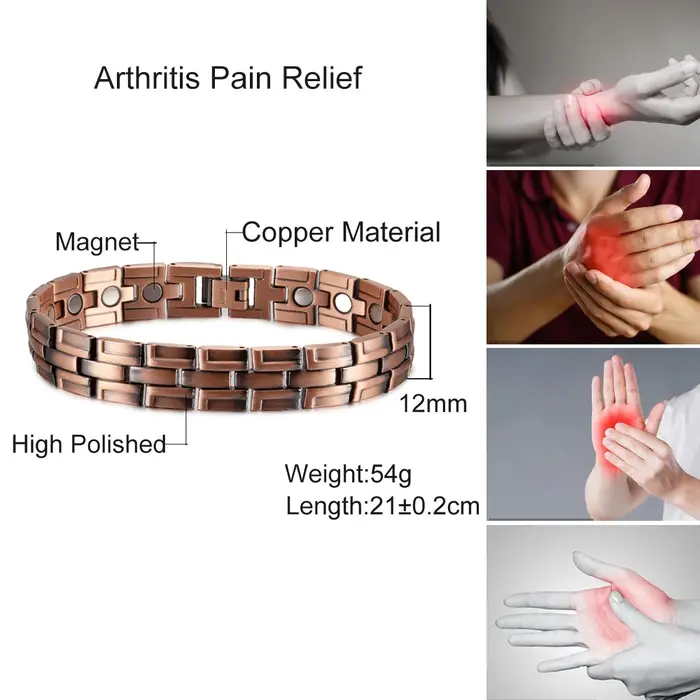 Bracelet Magnétique Vinterly en Cuivre Pur Style Vendange Bracelet Chaîne Maillons Pour Hommes Femmes Occasions Spéciales