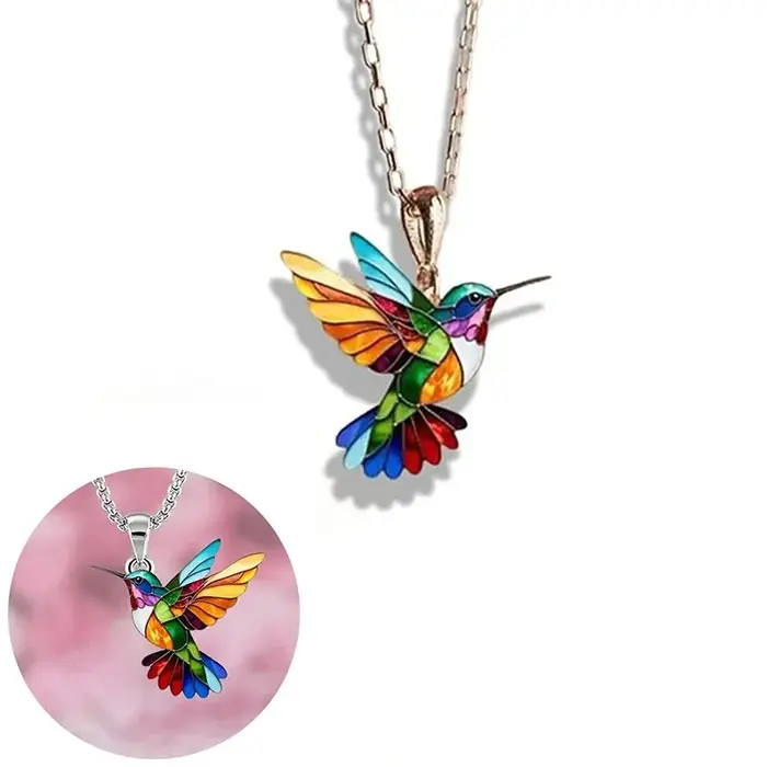Collier en acrylique colibri coloré en forme d'oiseau pour femmes et filles, bijoux de printemps et d'été, cadeaux de fête 2025 occasions spéciales