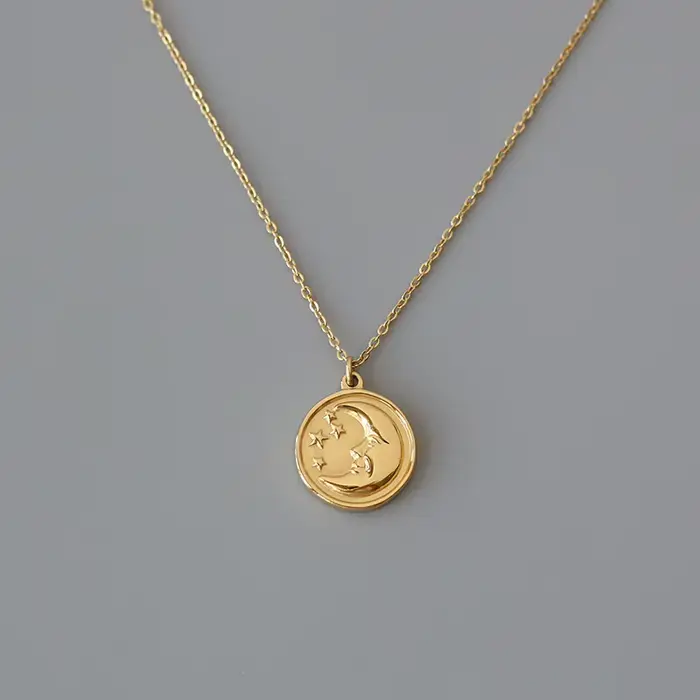 Amaiyllis-Collier ras du cou en or 18 carats pour femme, croissant de lune, étoile, rond, clavicule,
