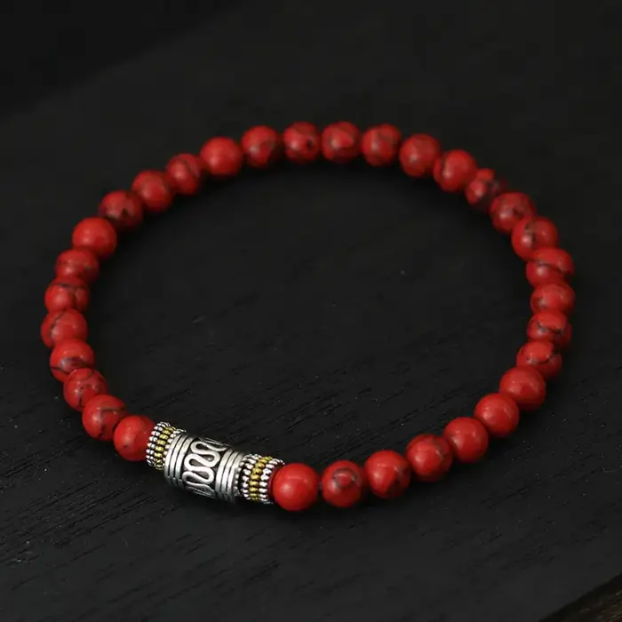 Bracelet minimaliste en pierre naturelle de 6mm, unisexe, Sanskrit, Yoga, méditation, Bracelet perlé