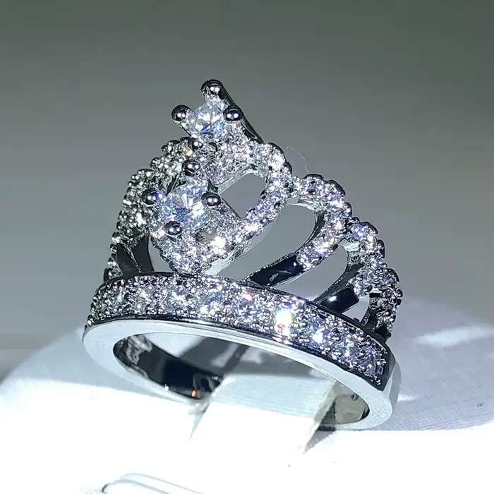 Bague couronne fantaisie en argent 925 pour femmes