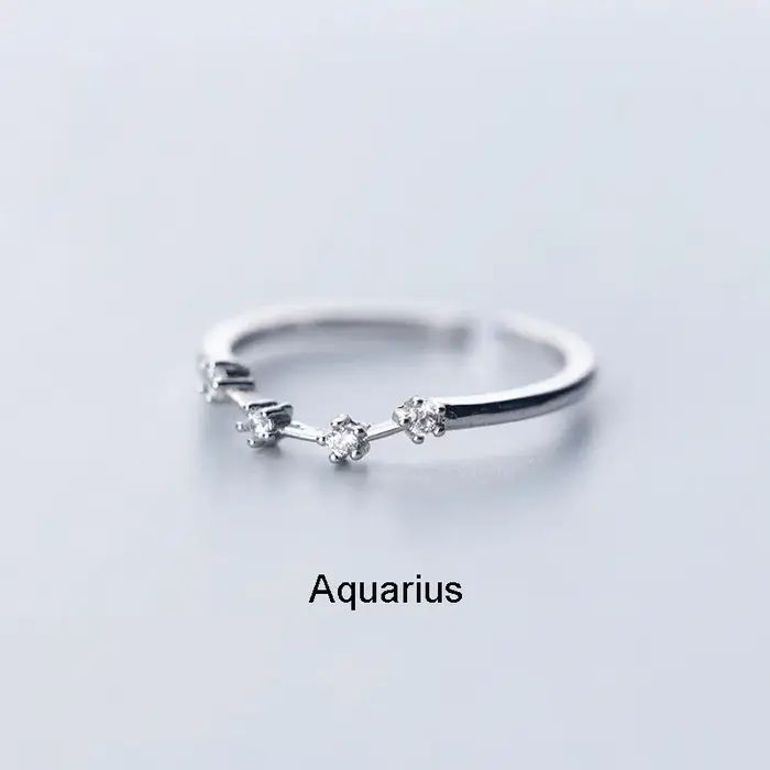 Nouvelle bague minimaliste incrustée de Zircon cubique 12 constellations zodiaque pour femmes, Simpl