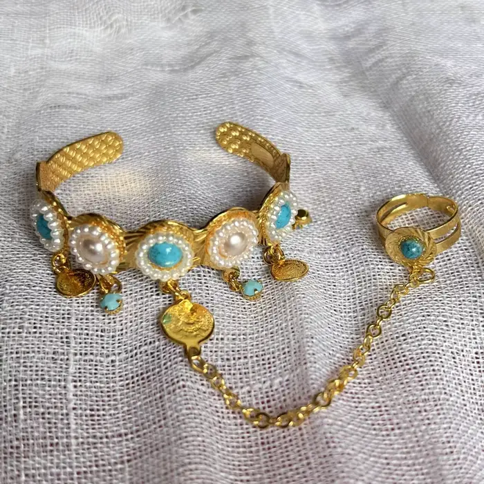 Bracelets couleur or dubaï pour filles et garçons, porte-bonheur, bague, bijoux indiens pour bébé, c