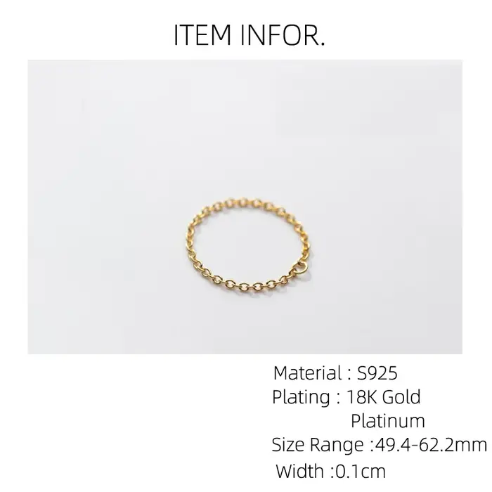 Taille américaine 49-60mm bague en argent minimaliste coréen 925 femmes bagues