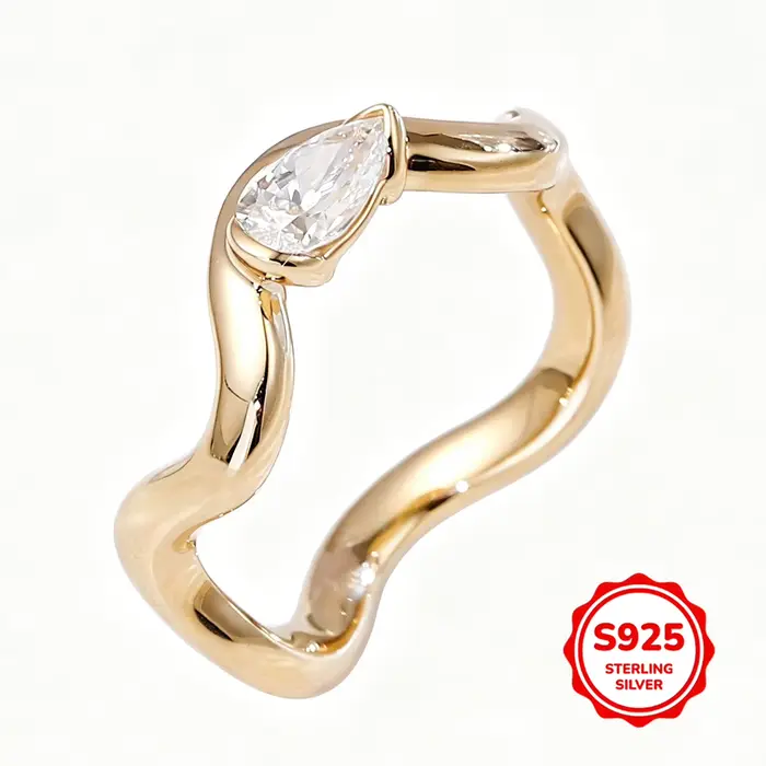 Bague de fiançailles exquise en or rose 14 carats avec zircon blanc pour femmes et filles, cadeaux d