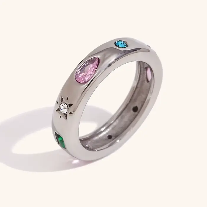 La.Muses – bagues simples en zircone cubique, en acier inoxydable haut de gamme, en or 18 carats pou
