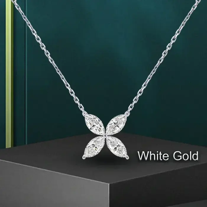 Ensembles de bijoux papillon Moissanite pour femmes, en argent 925, pendentif en diamant taille Marq
