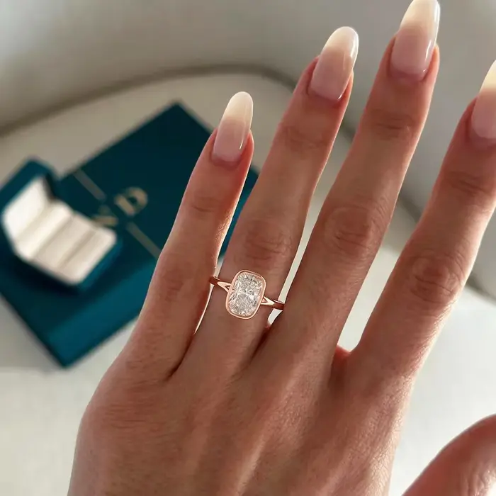 Bague de fiançailles en or rose exquise pour femmes - Bijoux en zircon AAAA brillant de haute qualit