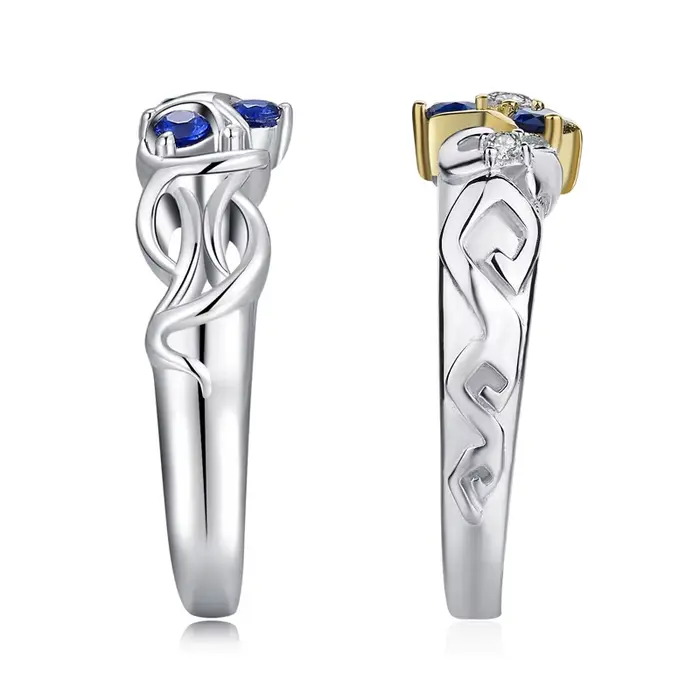 Helpda-Bague de fiançailles en argent regardé 925 avec saphir Zora