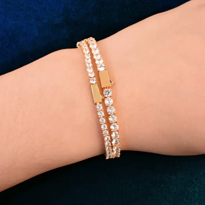 Bracelet chaîne tennis à fermoir à ressort pour hommes et femmes