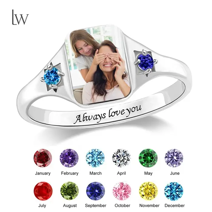 Bague photo personnalisée pour femmes