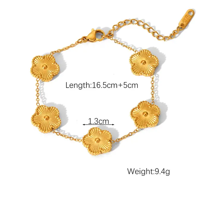 Bracelet de luxe à breloques en forme de fleur de trèfle pour femmes et filles