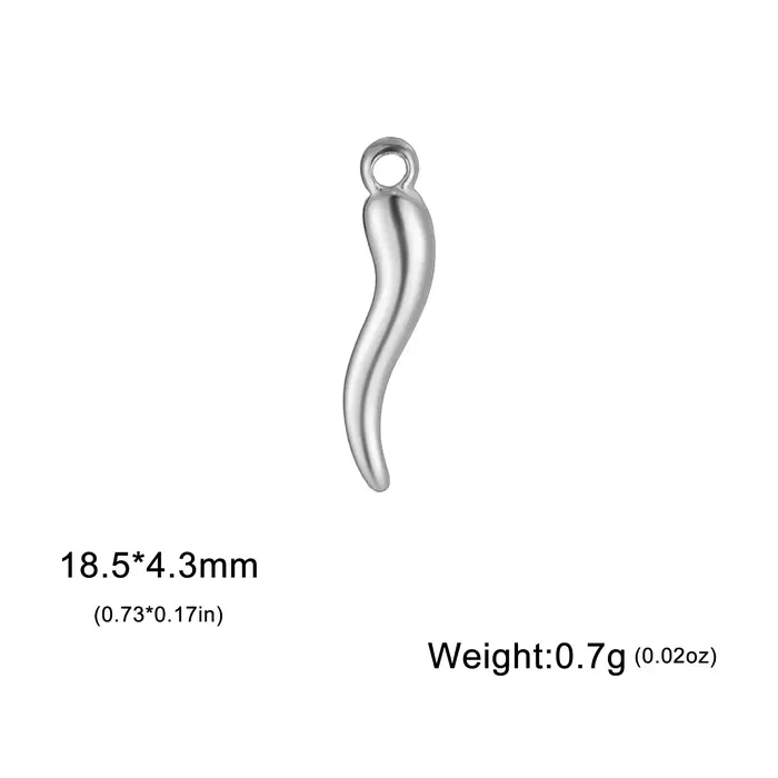 Breloques en corne italienne pour collier, fabrication de bijoux, en acier inoxydable, porte-bonheur