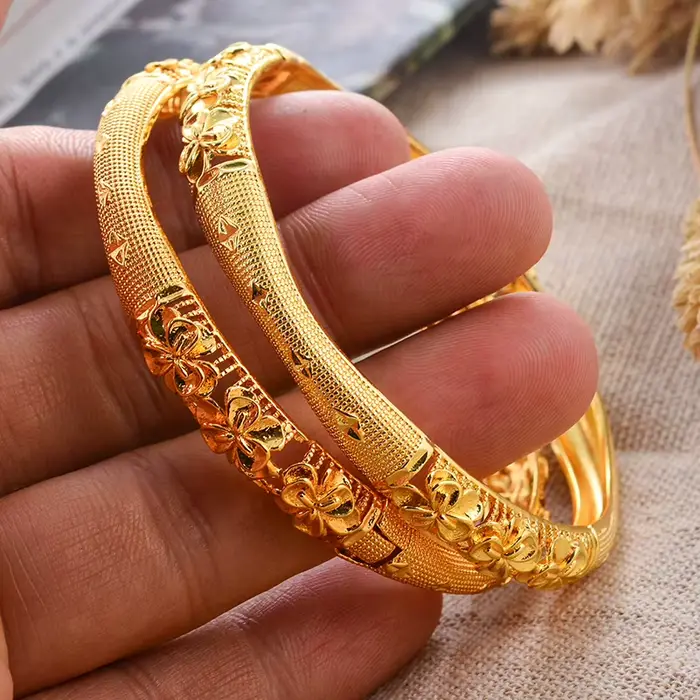 Bracelet Design fleur plaqué or 24K, dubaï, saoudien, bijoux à main indiens, cadeau de fête de luxe 
