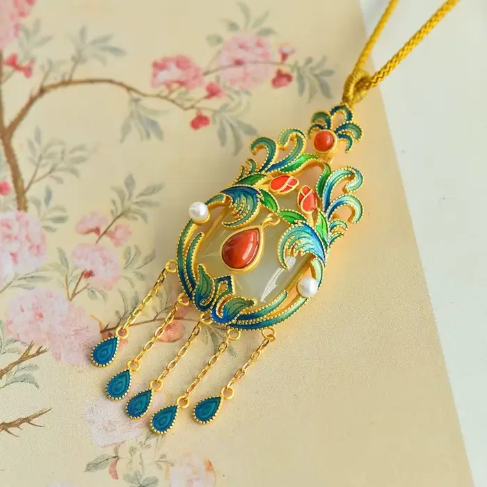 Collier à pampilles en jade naturel Hetian, pendentif de luxe, style court, chaînes glamour vintage, bijoux de mariage pour femmes