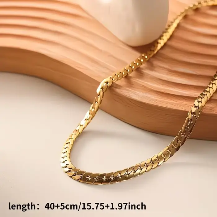 Collier ras du cou unisexe style punk, chaîne Figaro 4,2 mm, plaqué or, inaltérable, en acier, étanc