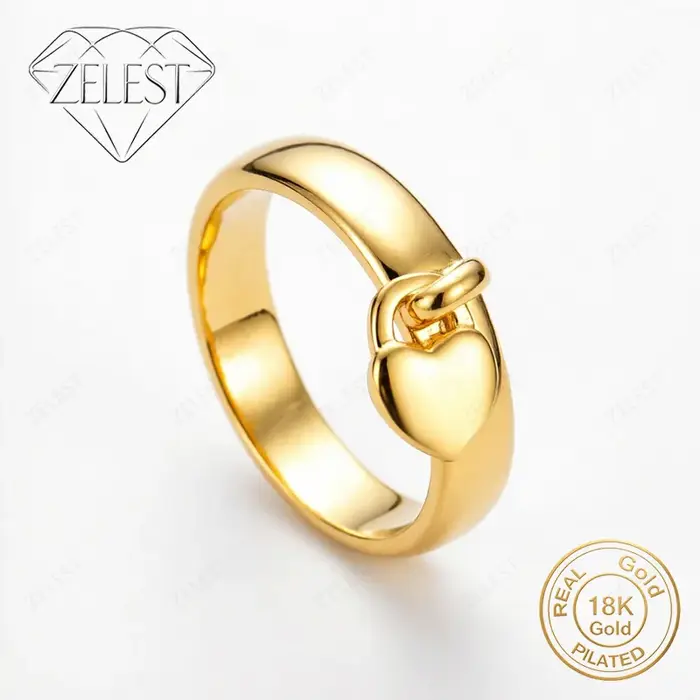 Argent 925 plaqué or 18 carats 8 #   Bague Cadenas d'Amour Mignonne pour Femme, Accessoire de Mode, 