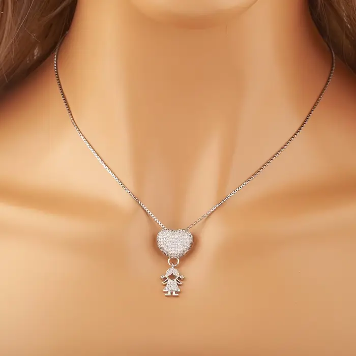 AIBEF – colliers avec pendentif tendance pour garçon/fille, breloque pour femme, chaîne mignonne, ras du cou, cœur, bijoux de famille, cadeaux d'anniversaire pour fils/fille