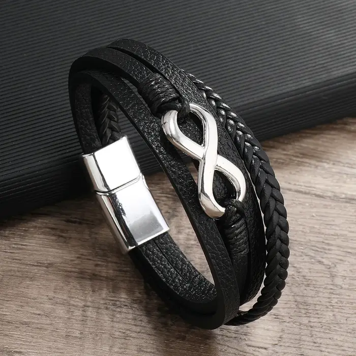 Bracelet en cuir PU avec symbole infini